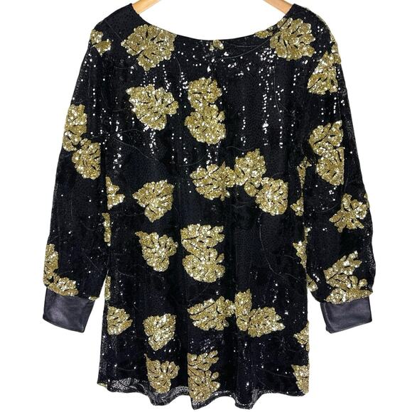DRESS THE POPULATION Women’s Black and Gold Sequin Mini Dress large - Picture 4 of 4
